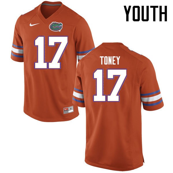 Florida Gators Youth #17 Kadarius Toney College Football Jerseys Orange